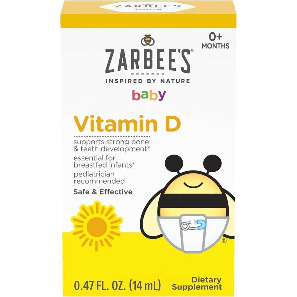 Zarbee's Baby Vitamin D Supplement front view packaging for newborns