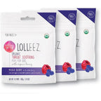 Lolleez Organic Throat Soothing Pops Mixed Berry front packaging view for sore throat relief