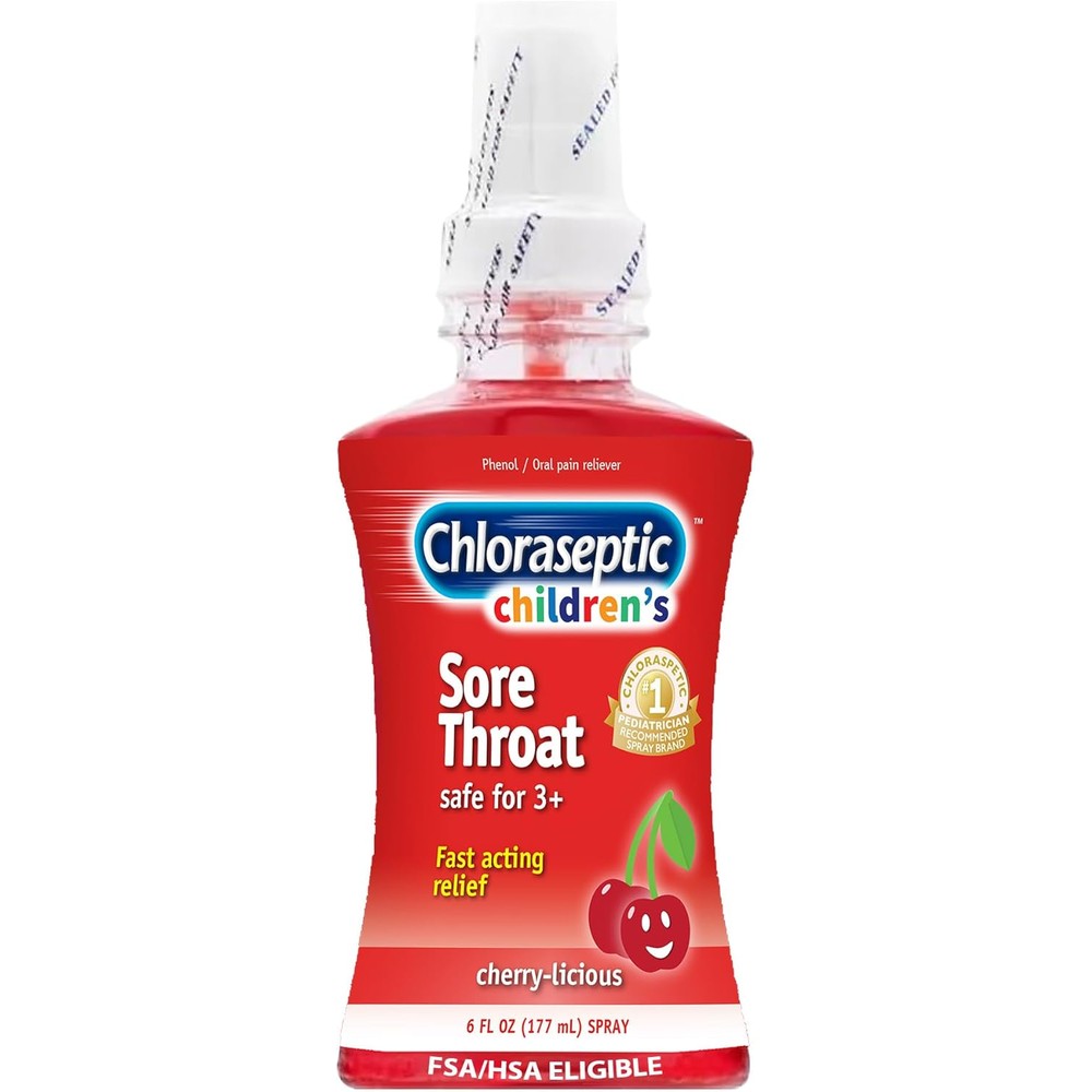 Chloraseptic Children's Sore Throat Spray front view cherry flavor relief