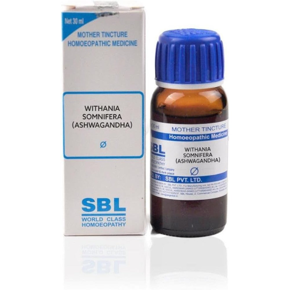SBL Withania Somnifera Ashwagandha Mother Tincture Q 30 ml front view for stress relief.
