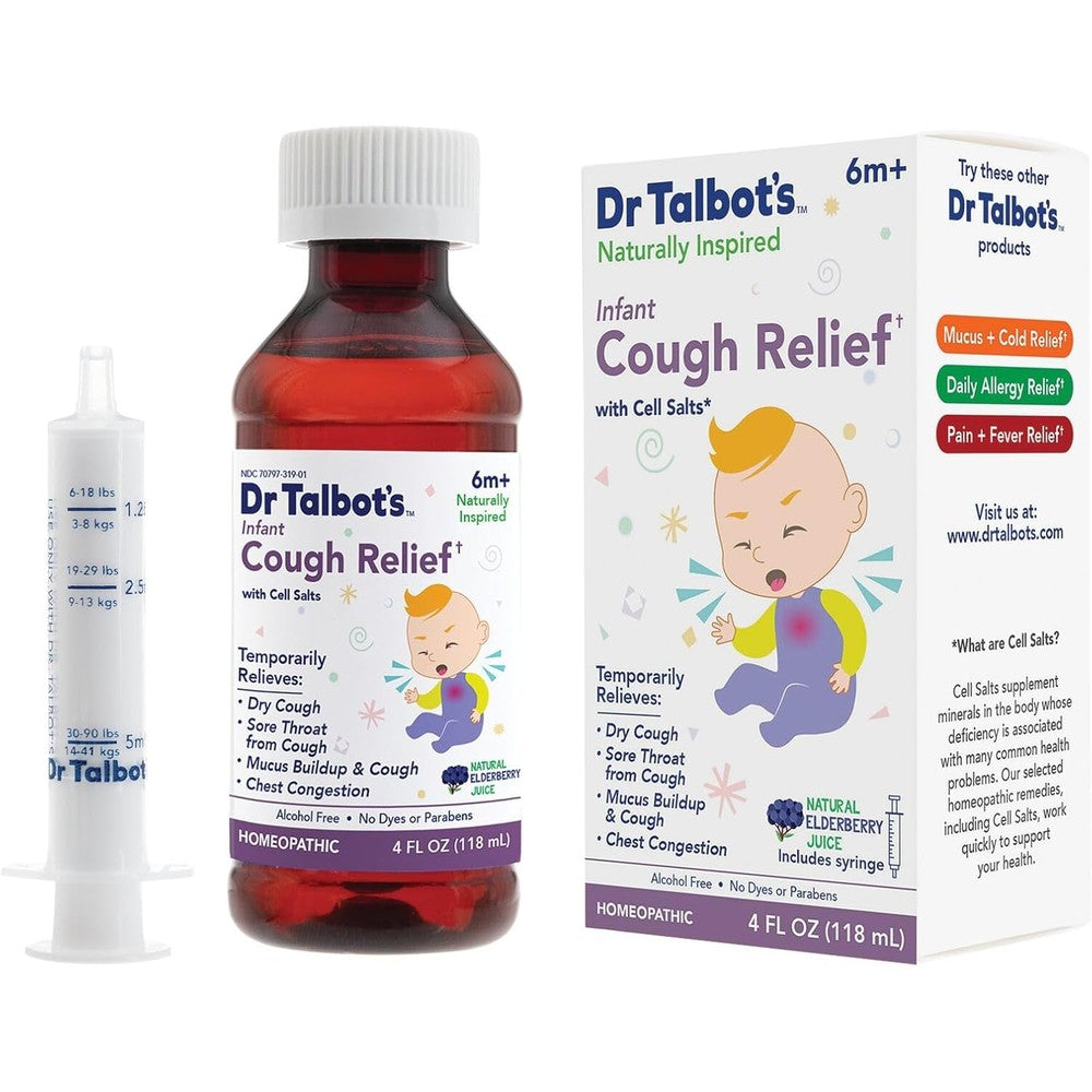 Dr. Talbot's Infant Cough Relief front box and bottle view.
