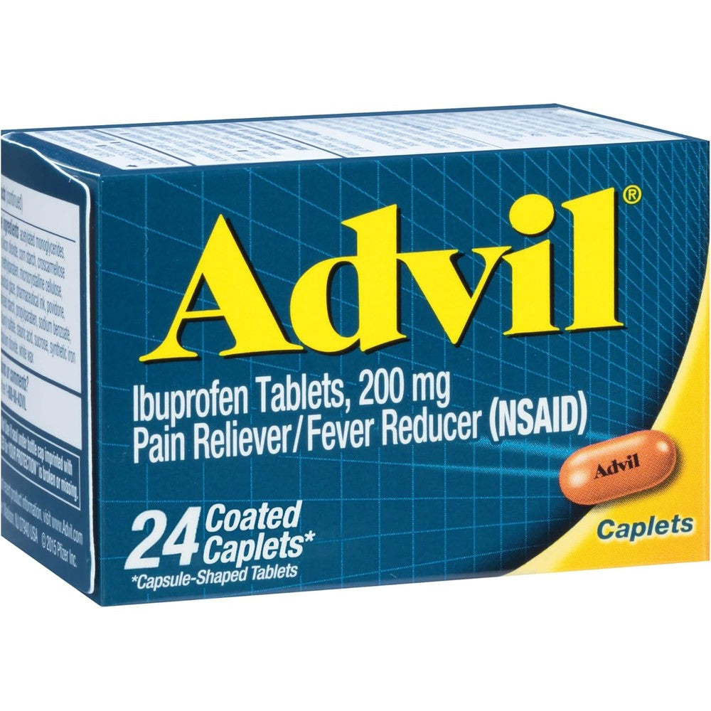 Advil 200mg Ibuprofen Coated Caplets front packaging view