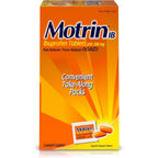 Motrin IB Ibuprofen 200mg Tablets front view of travel dispenser box