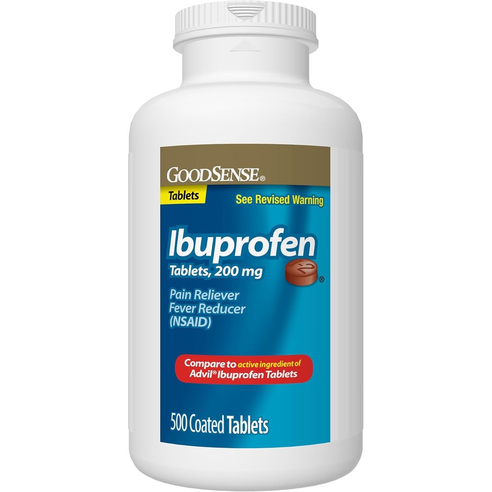 GoodSense Ibuprofen 500 tablet bulk bottle for long term body pain relief