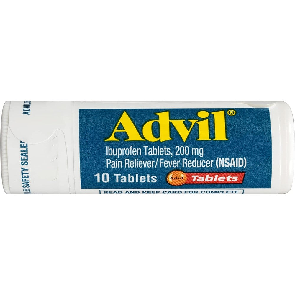 Advil Ibuprofen 200mg 10 Coated Tablets front view travel pack