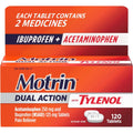 Advil Dual Action Back Pain Relief 144 caplets front bottle view.