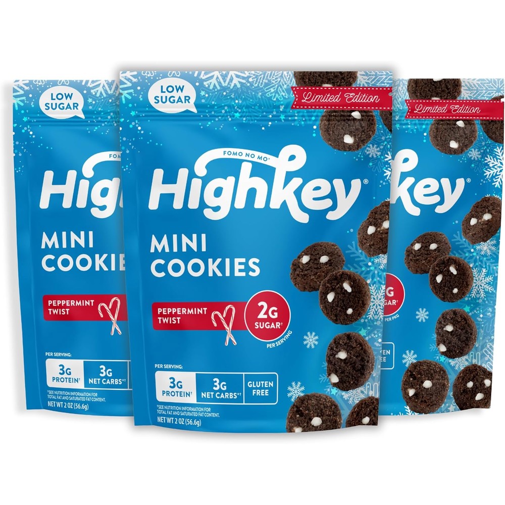 HighKey Peppermint Mini Cookies front view authentic keto snack.