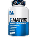 Evlution Nutrition Z-Matrix 120 capsules front view showing recovery and sleep complex benefits