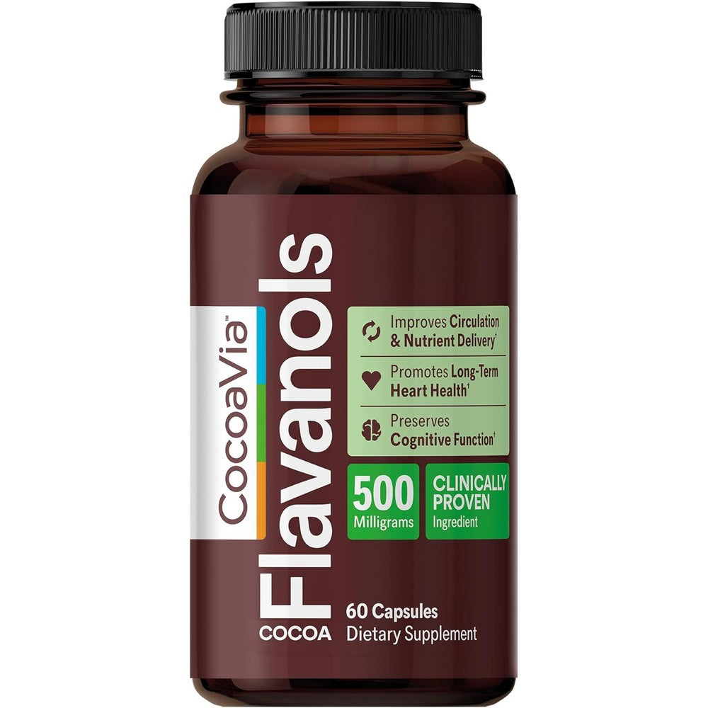 CocoaVia Cardio Health 500mg Cocoa Flavanols 60 Capsules front view