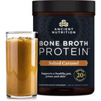 Ancient Nutrition Bone Broth Protein Salted Caramel front view for gut health.