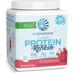 Sunwarrior Clear Protein Refresh Raspberry tub front view for vegan hydration