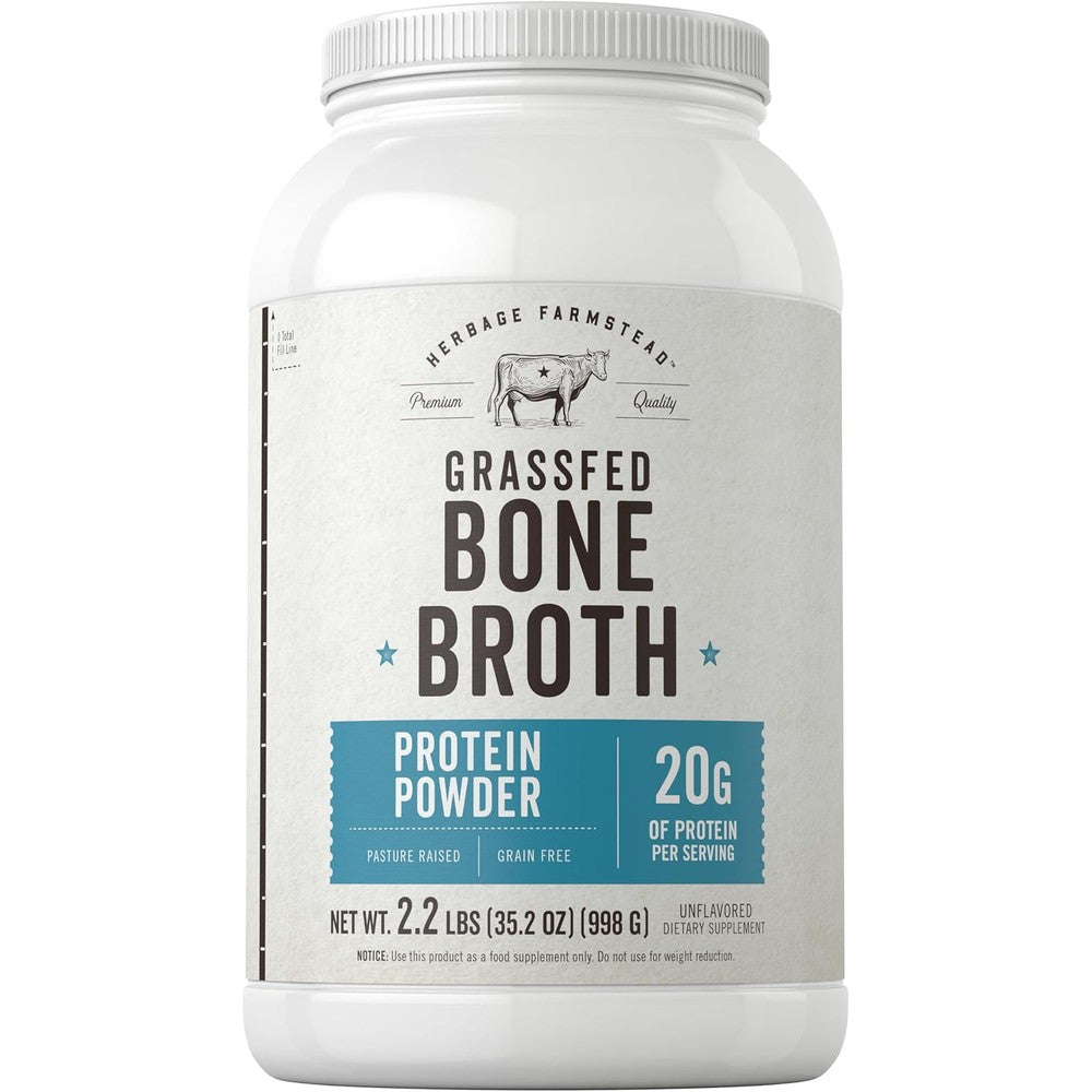 Carlyle Grass Fed Bone Broth Protein Powder front view unflavored supplement
