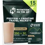 Nutrition On The Go Whey Protein Isolate and Creatine Chocolate packets front view for muscle gain
