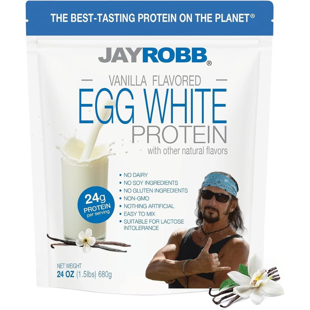 JAYROBB Vanilla Egg White Protein 24 oz, 1.5 Pound Bag