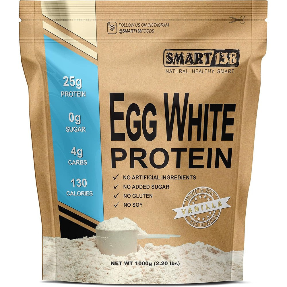 Smart138 Egg White Protein Powder 1000g bag front view for muscle recovery.