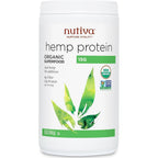 Nutiva Organic Hemp Protein Powder front view 16 ounce container for plant based nutrition