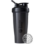 BlenderBottle Classic Black 28 Ounce front view showing the leak-proof lid.