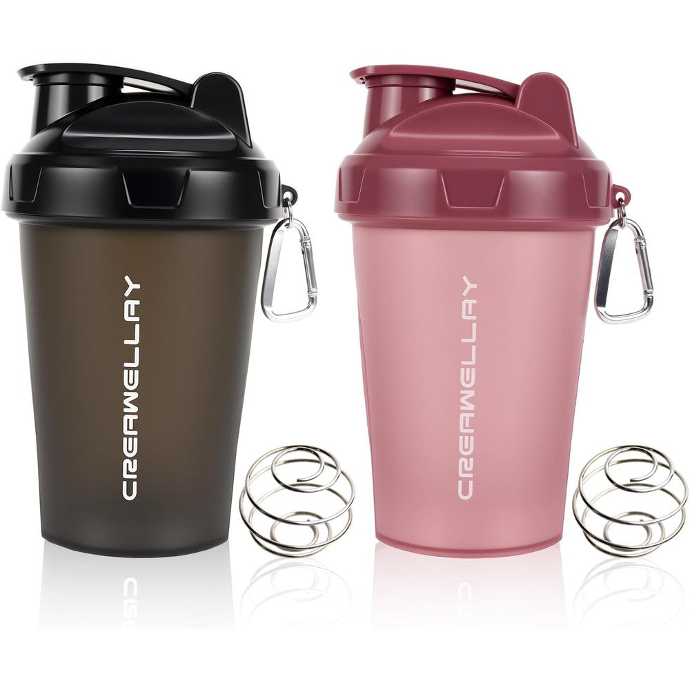 CREAWELLAY shaker bottle 2 pack mixing ball protein drink use