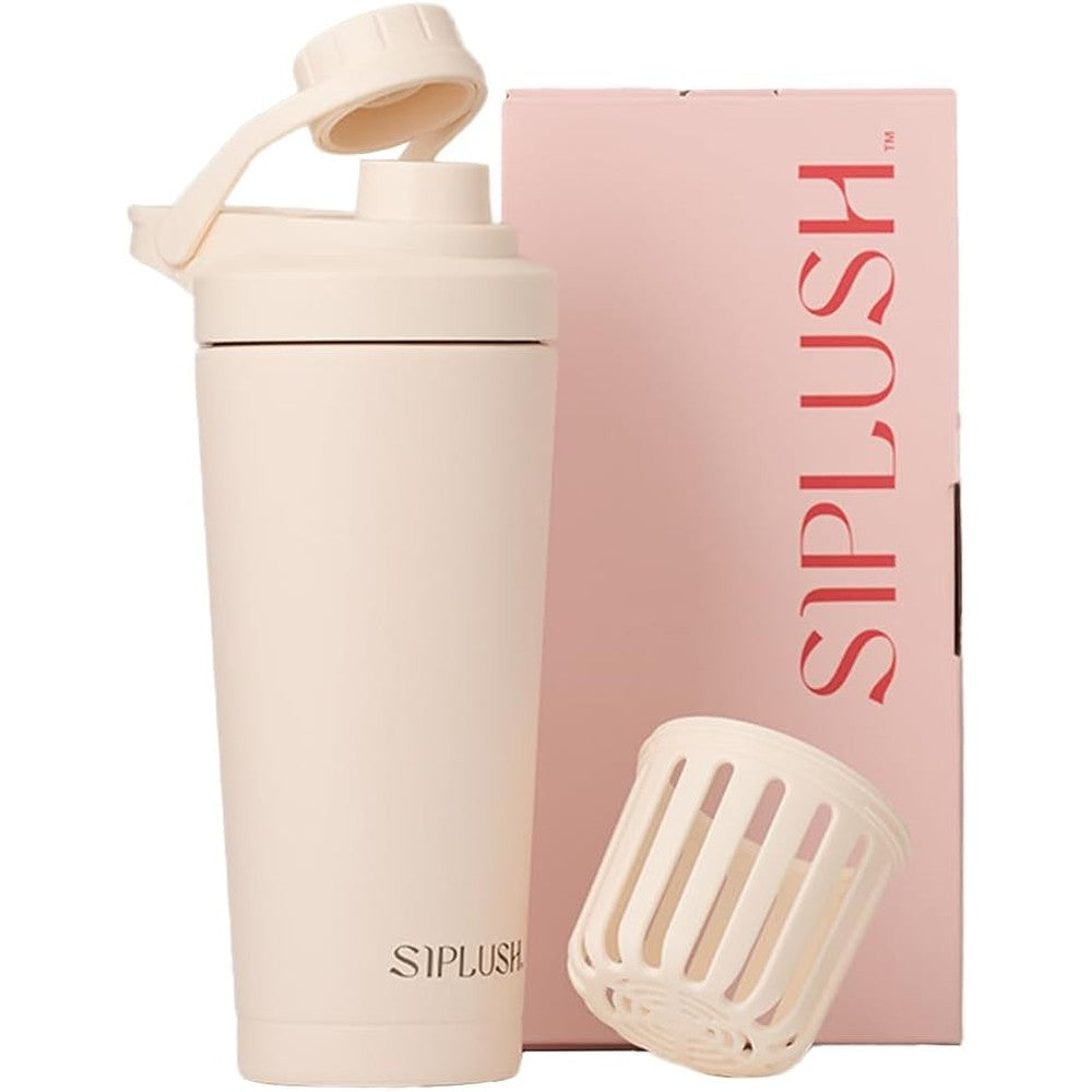 SIPLUSH Paradise shaker bottle in creamy pink Malibu Sands 24oz stainless steel
