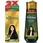 Kesh King Ayurvedic Oil and Shampoo combo pack front view for hair fall treatment.