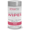 Styletek Hair Color Remover Wipes 100 Number Canister front view showing easy open top packaging.