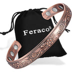 Feraco Copper Bracelet for Women vintage flower design front view