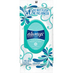 Always Feminine Wipes Fresh and Clean soft pack front view daily hygiene