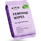 Pixie Cup Feminine Wipes 20 count pack front view for menstrual hygiene