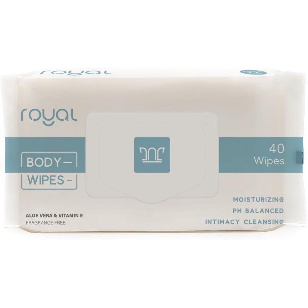 Royal Intimate Cleansing Wipes front pouch view for feminine hygiene.