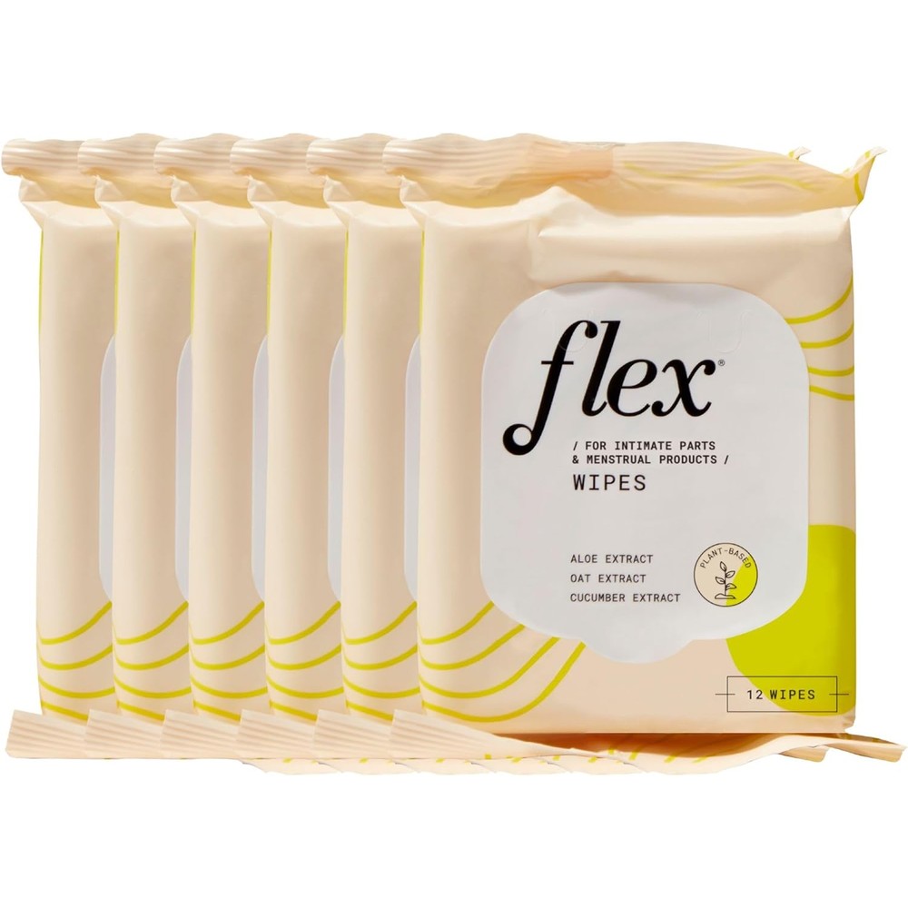 FLEX Feminine Wipes 6-pack front view for intimate hygiene.