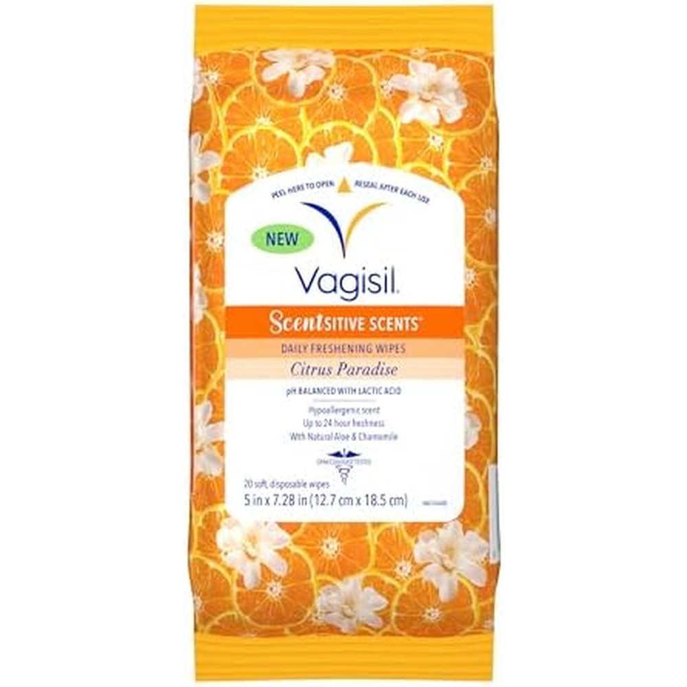 Vagisil Scentsitive Scents Daily Feminine Intimate Wipes front view pouch