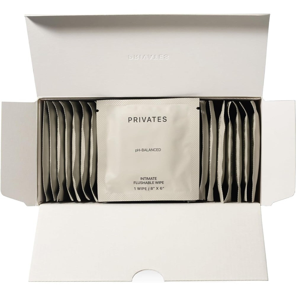 PRIVATES pH-Balanced Intimate Wipes front view for microbiome-friendly cleansing