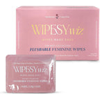WipesyWiz Flushable Feminine Wipes 40 count front packaging view showing pink design.