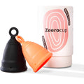 Zeerocup Reusable Menstrual Cup 2 Pack front view with graphite and peach colors.