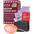 Pixie Cup Menstrual Disc Coral Medium front view authentic silicone disc.