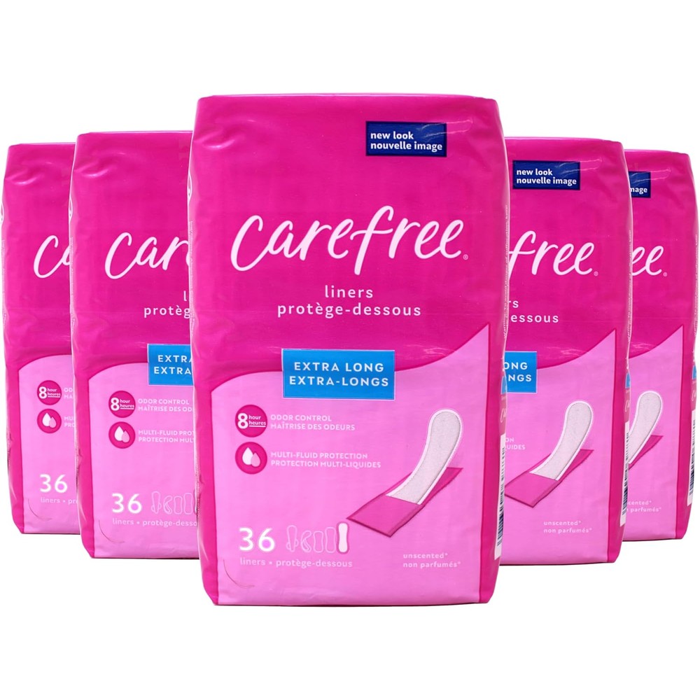 Carefree Acti-Fresh Extra Long Panty Liners 5 pack front view imported feminine care.