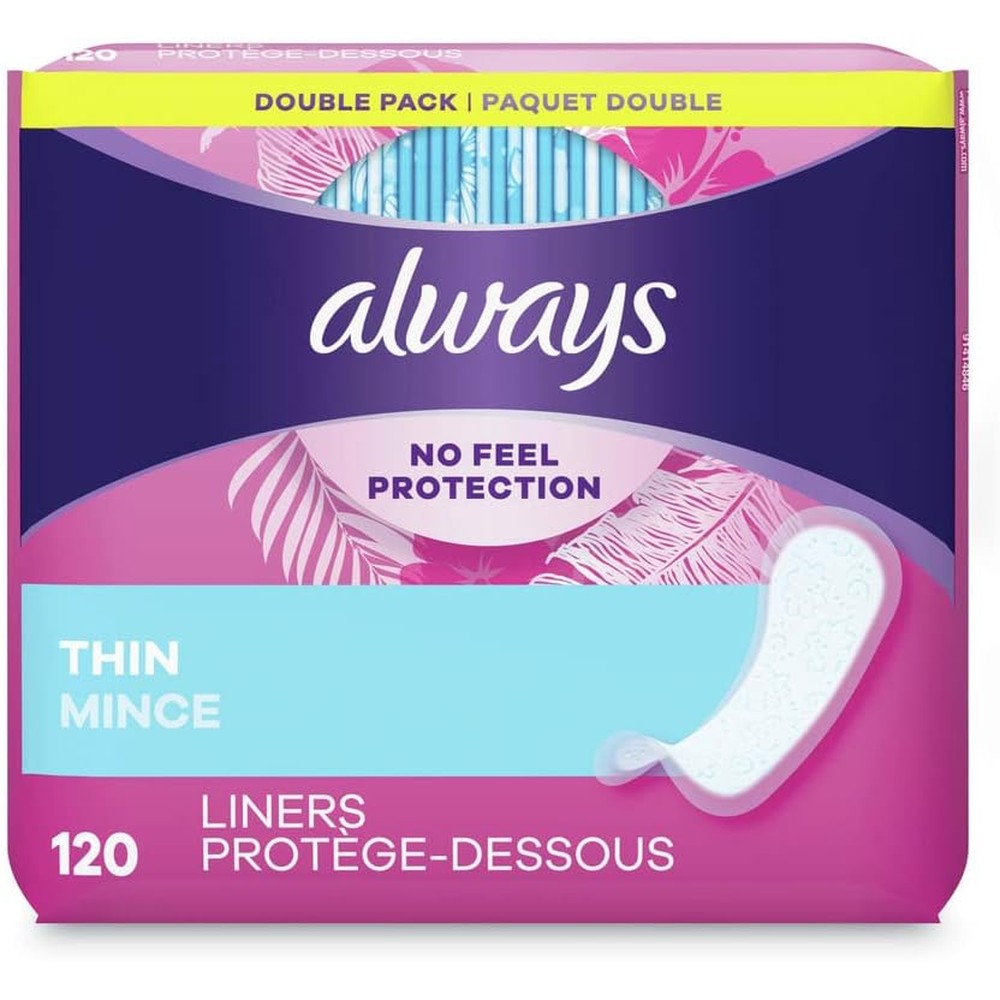 Always Thin Dailies Regular 120 Pack front view imported panty liners