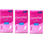 Carefree Acti-Fresh Body Shape Pantiliners front view pack of 3 for daily feminine hygiene.
