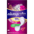Always Radiant Daily Liners Long 46 count front pack view