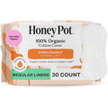 The Honey Pot Company Non-Herbal Everyday Panty Liners 30 count front packaging showing organic cotton certification.