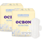 OCBON Unscented Ultra Thin Sanitary Pads 32 count front pack view