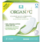 Organyc 100% Organic Cotton Overnight Pads front packaging view.