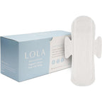 LOLA Organic Cotton Pads 36 count front box view for women feminine care