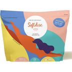 Flex Softdisc Menstrual Discs 24 count front packaging showing 12 hour protection.