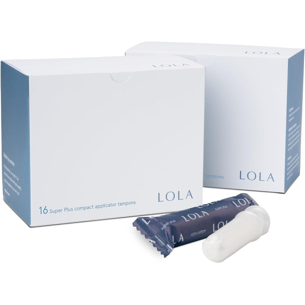 LOLA Super Plus Organic Cotton Tampons 32 Count front view box
