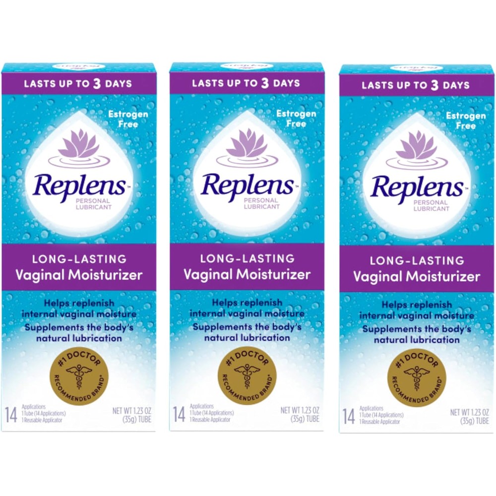 Replens Long Lasting Vaginal Moisturizer 35 gram tube front view for feminine dryness relief.