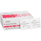 McKesson Alcohol Prep Pads 200 count box front view medical grade wipes