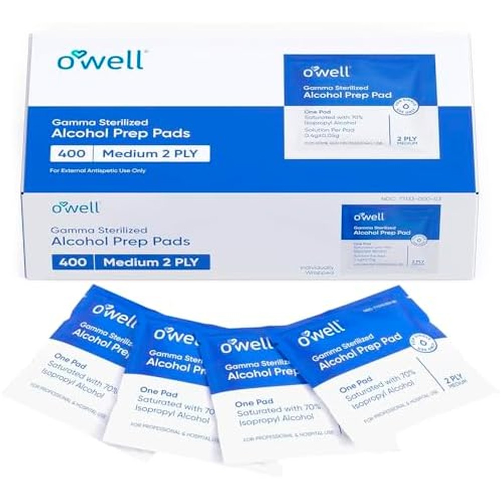 OWELL Prep Pads 400 count box front view for sterile skin disinfection