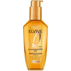L'Oreal Paris Elvive Extraordinary Oil Hair Serum 100ml front view showcasing the transparent packaging.
