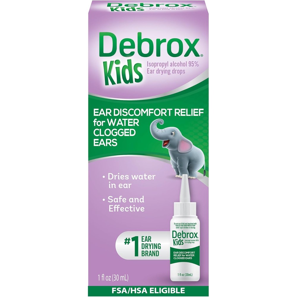 Debrox Kids Ear Drying Drops front view for water relief.